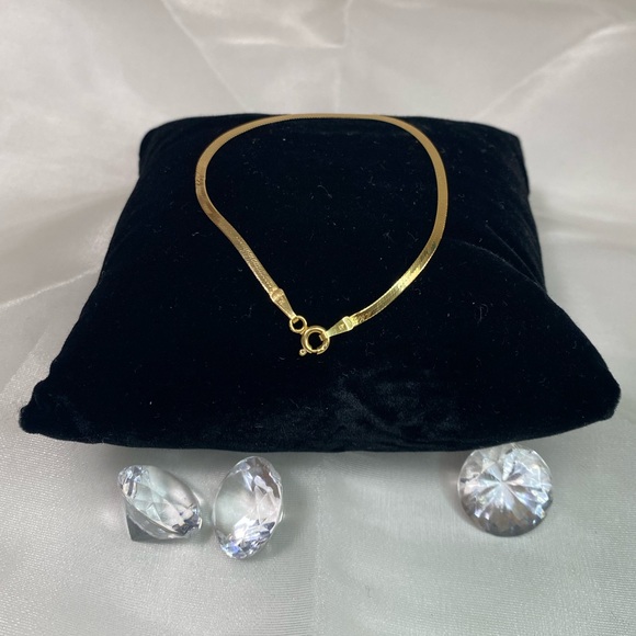 14K YELLOW GOLD Herringbone bracelet ITALIAN REAL GOLD vintage - Picture 4 of 13